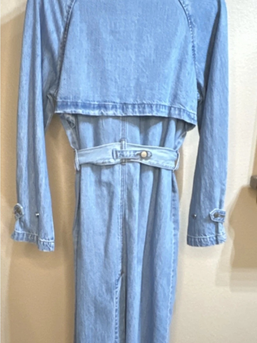 NWT DENIM S Trench Coat Jacket Western chic Festival Fun Classy Country - Picture 6 of 13